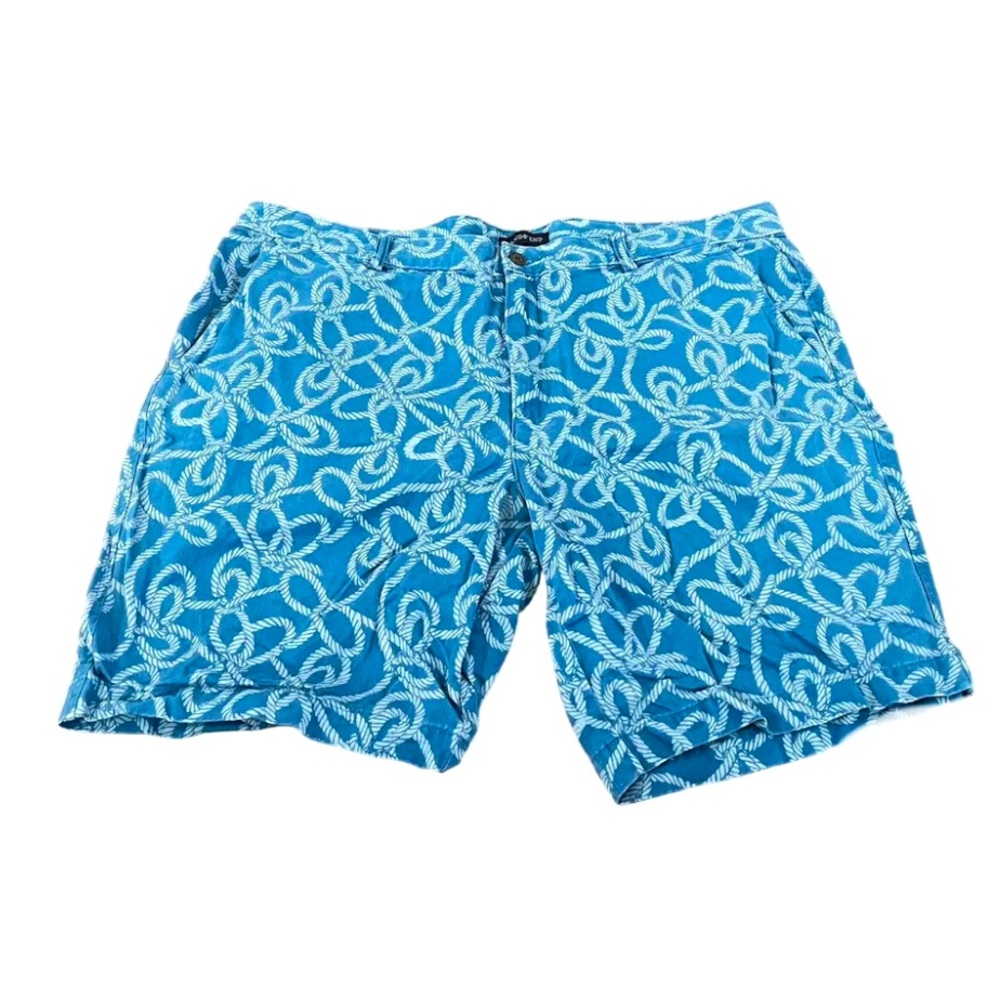 Lands’ End Mens Chino Shorts, Blue w/ Rope Print, Size 42